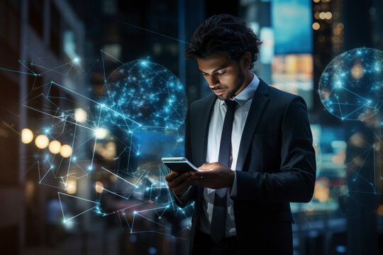 indian businessman using smartphone - Powered by Adobe