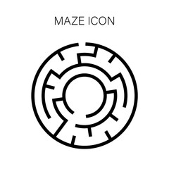 Labyrinth outline icon. line black labyrinth icon, simple element from editable concept. Maze design isolated stroke on white background.