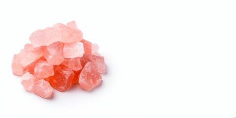 Himalayan pink crystal salt isolated on white background with copy space. Generative AI image
