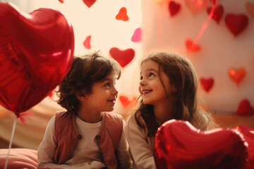 Obraz na płótnie Canvas kids enjoying valentine