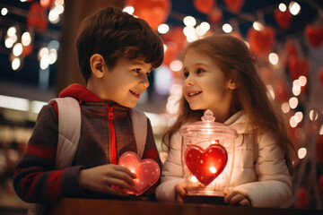 kids enjoying valentine