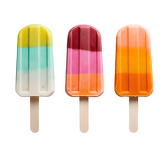 Colorful Popsicles Isolated on Transparent Background