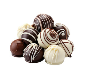 Chocolate Truffle Candy  Dark and Milk  White realistic and isolated white clear background,generative AI