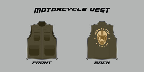 Motorcycle Vest Template Vector Mock up