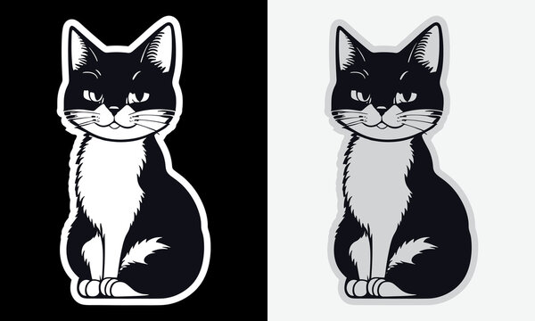 Free vector cat cartoon character sticker