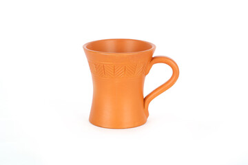 Engraved Clay Mug on white background