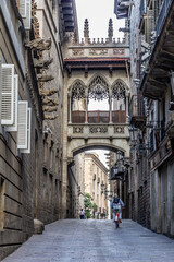 Bishop's Bridge in Gothic quarter of Barcelona