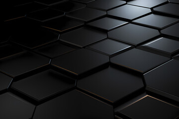 Geometric background image in dark hexagon shapes with different level edges - obrazy, fototapety, plakaty