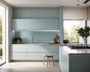 Modern Minimalist Kitchen On Fresh Color Theme