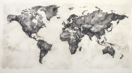 Pencil drawing of world map