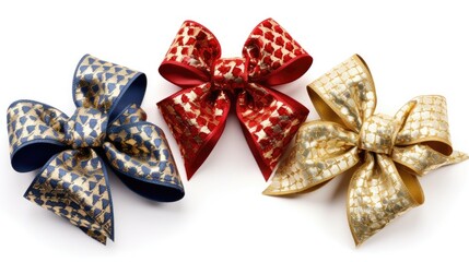 Christmas-themed gift bows on White background, HD