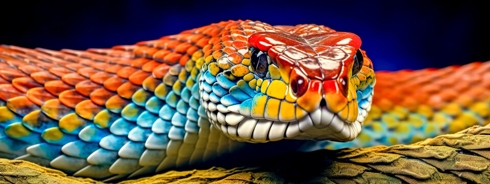 colorful dangerous poisonous snake, banner