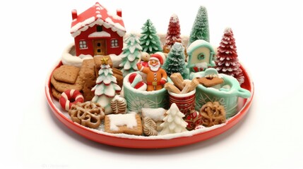 Fototapeta na wymiar Christmas-themed gift trays on White background, HD