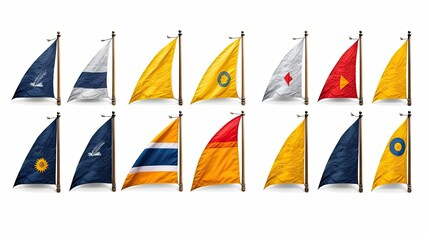 Nautical Flags on White background, HD - obrazy, fototapety, plakaty