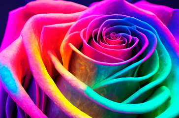 one single rainbow colored rose