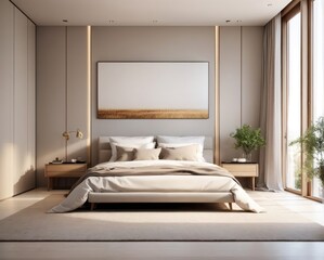 Fototapeta na wymiar Modern Minimalist Bedroom Design