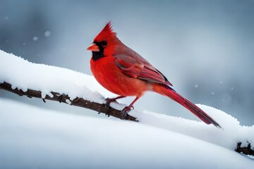 red cardinal in snow