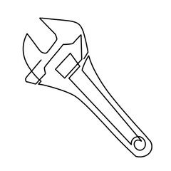 Vector continuous one line wrench illustration