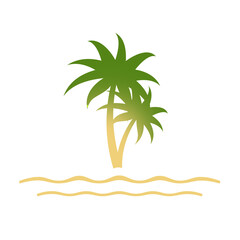 beach and coconut trees icon