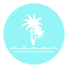 Fototapeta na wymiar blue beach and coconut trees circle icon