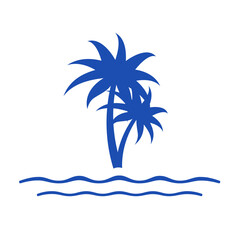 blue beach and coconut trees icon