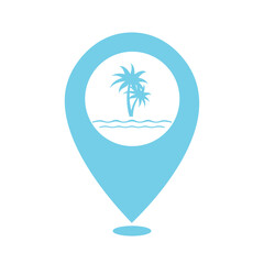 blue beach and coconut trees location icon