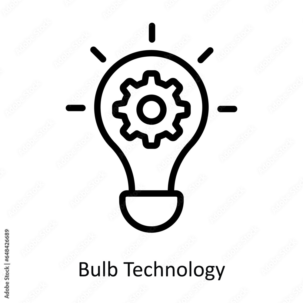 Poster bulb technology vector outline icon design illustration. artificial intelligence symbol on white bac