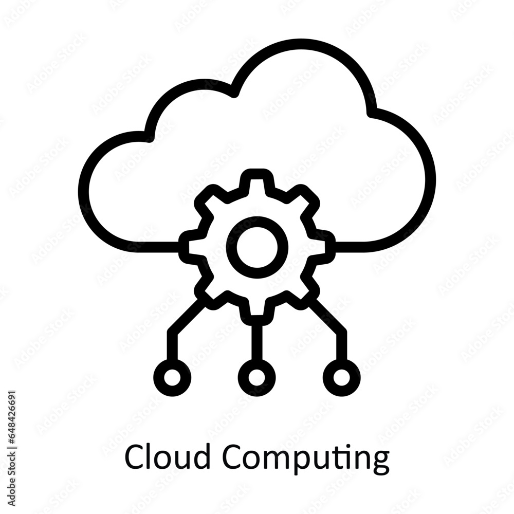 Poster cloud computing vector outline icon design illustration. artificial intelligence symbol on white bac