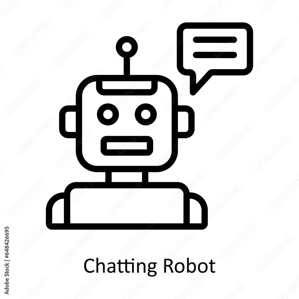 Poster chatting robot vector outline icon design illustration. artificial intelligence symbol on white back