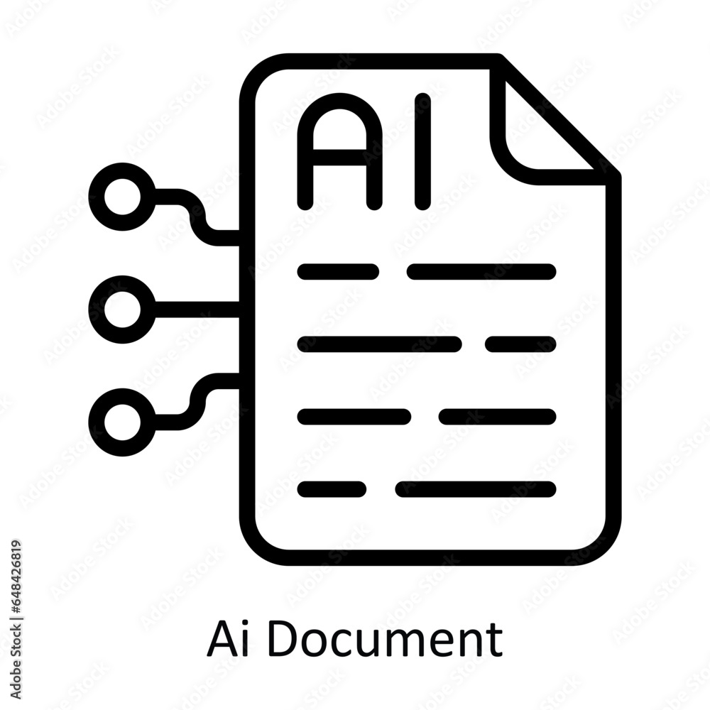 Poster ai document vector outline icon design illustration. artificial intelligence symbol on white backgro