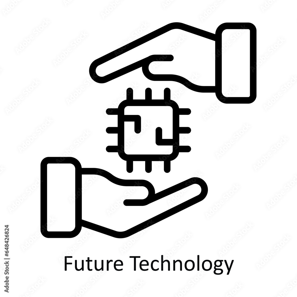Poster future technology vector outline icon design illustration. artificial intelligence symbol on white b