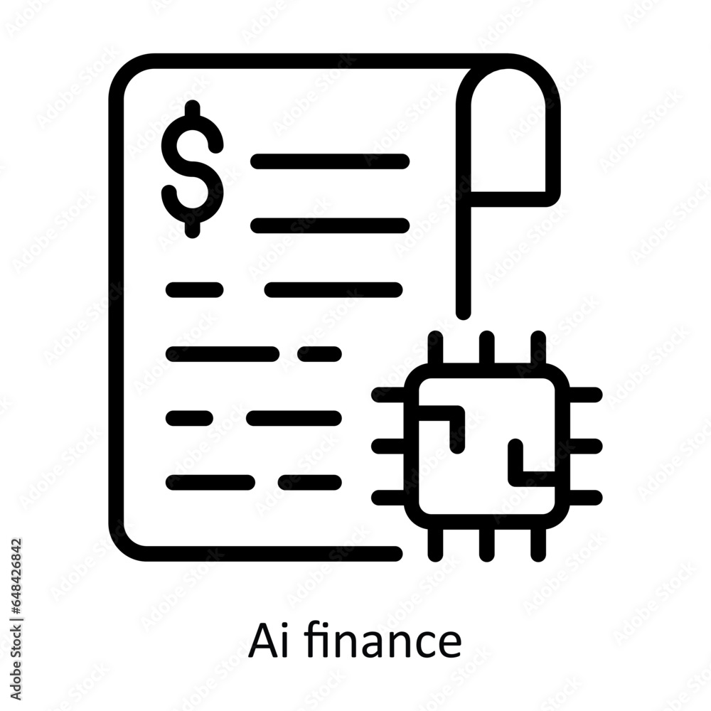 Poster ai finance vector outline icon design illustration. artificial intelligence symbol on white backgrou