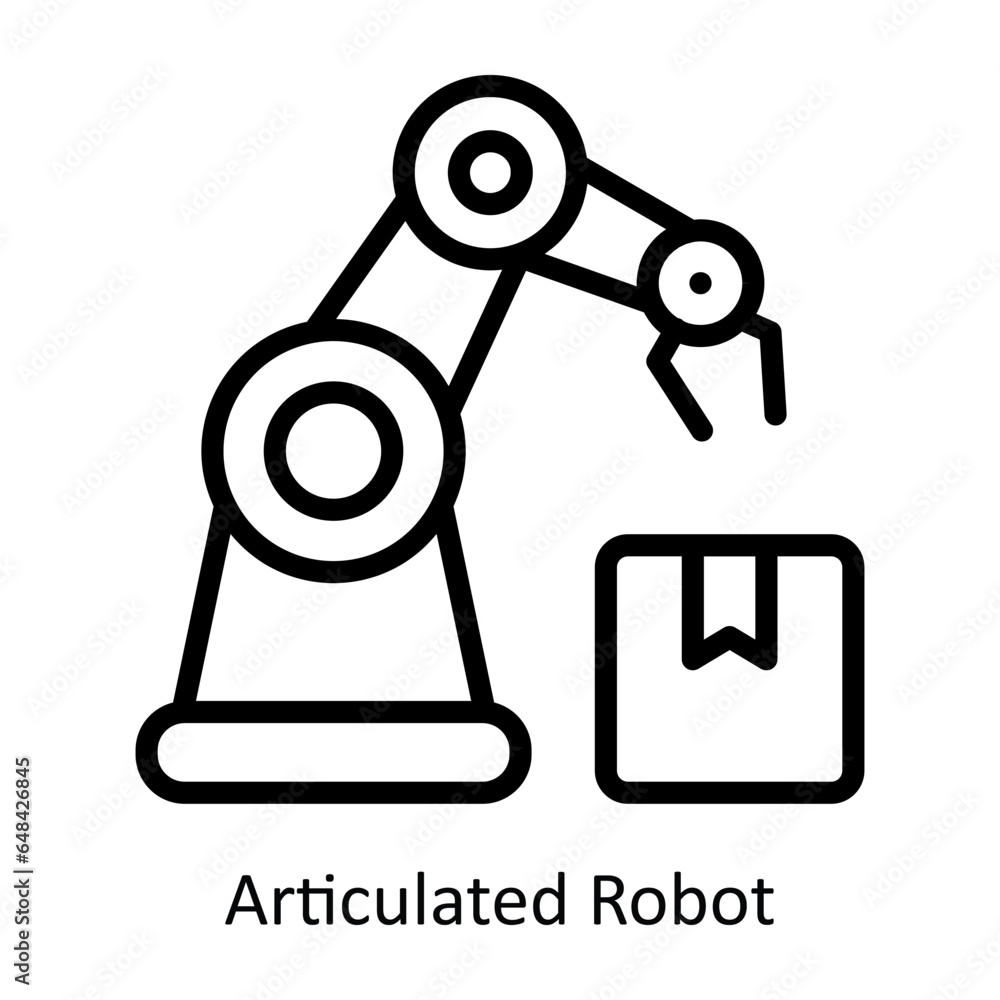 Poster articulated robot vector outline icon design illustration. artificial intelligence symbol on white b