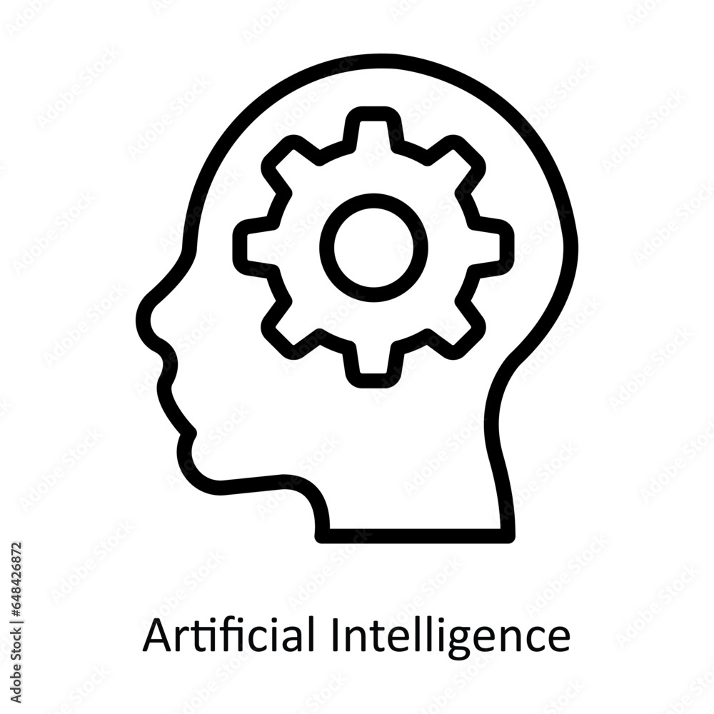 Poster artificial intelligence vector outline icon design illustration. artificial intelligence symbol on w