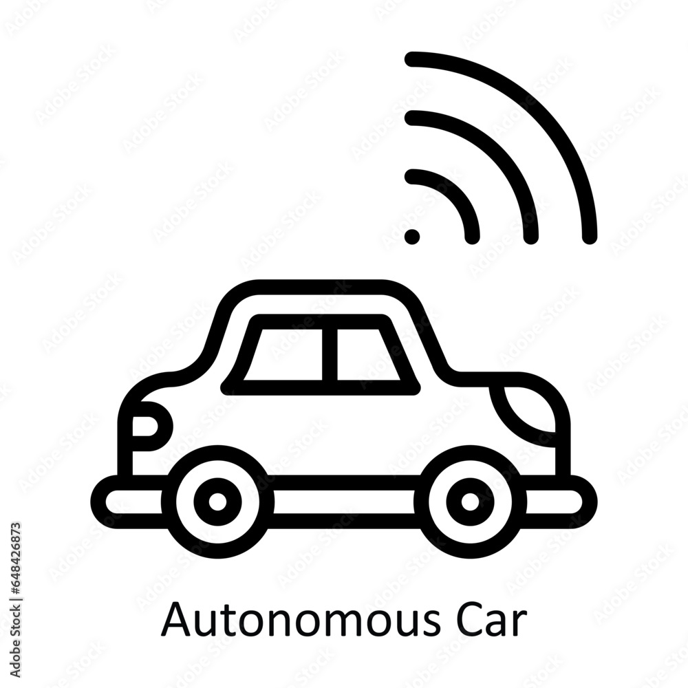 Poster autonomous car vector outline icon design illustration. artificial intelligence symbol on white back
