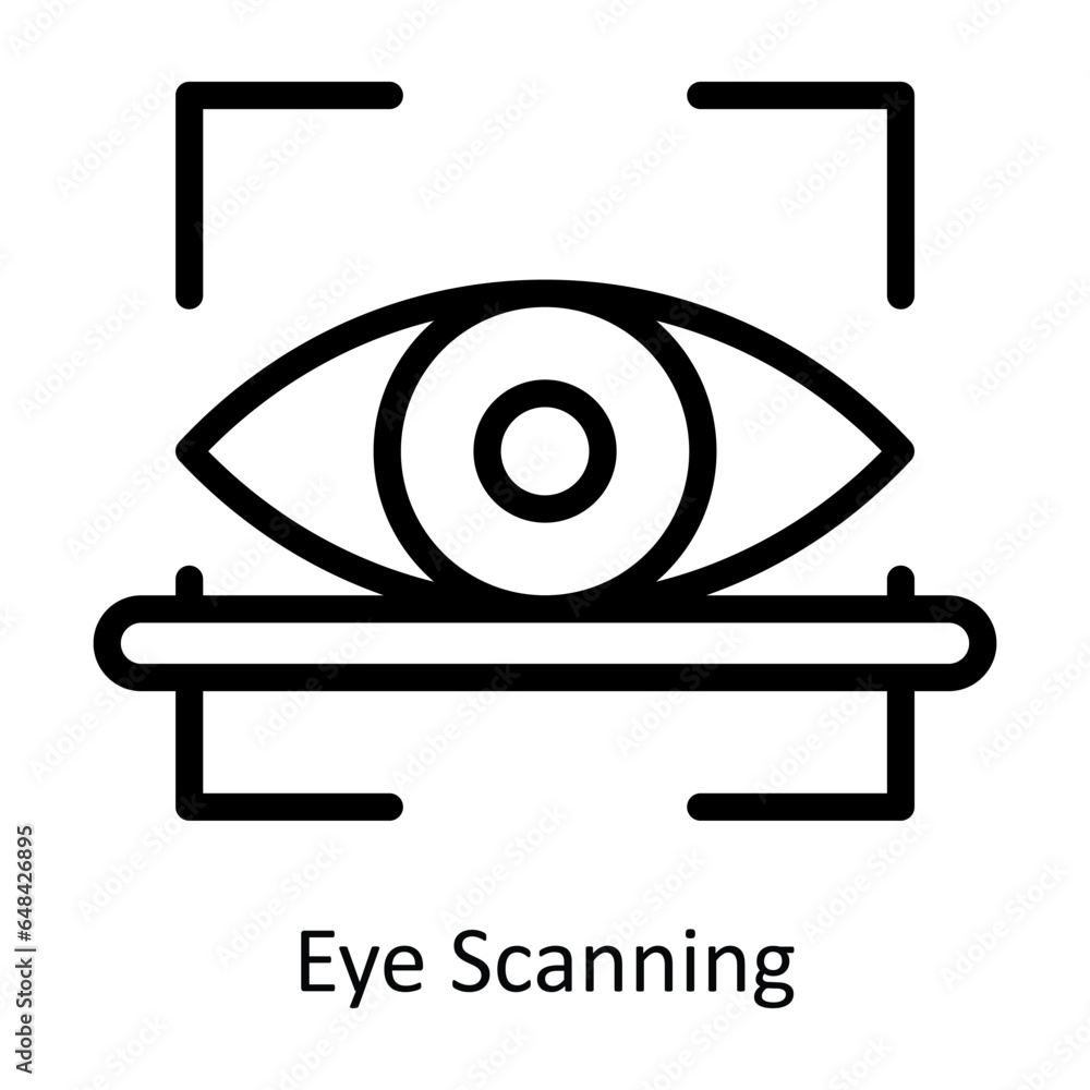 Poster eye scanning vector outline icon design illustration. artificial intelligence symbol on white backgr