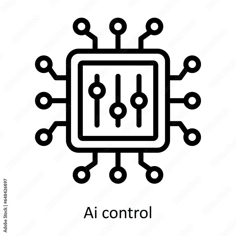 Poster ai control vector outline icon design illustration. artificial intelligence symbol on white backgrou