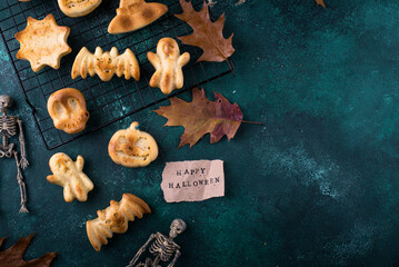 Halloween muffins in shape of bat and ghost