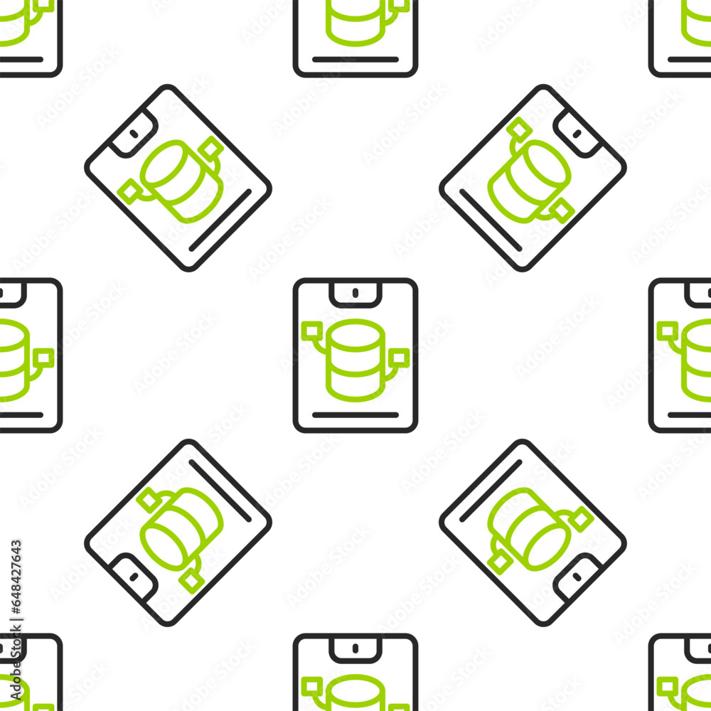 Poster line server, data, web hosting icon isolated seamless pattern on white background. vector