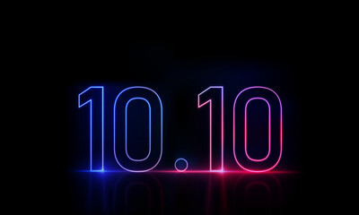 Abstract sports Light pink blue neon light 10.10 Shopping day Poster or banner with product podium scene and spotlight background.10 October sales banner template design
