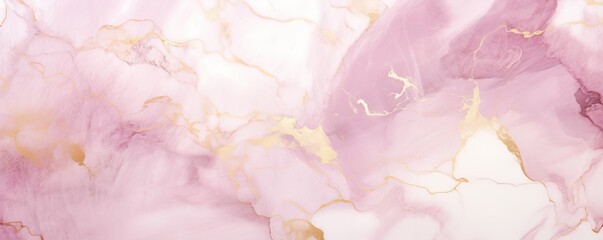 Pink and purple flowing marble background banner with gold accents.