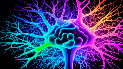 view inside of brain in glowing colors