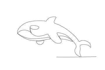 Obraz premium Single one line drawing of a erce whale. Continuous line draw design graphic vector illustration. 