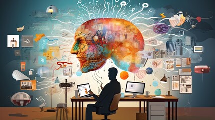 Creative business brainstorming illustration and ideating for innovative projects.