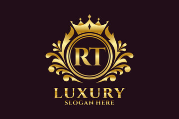 Initial RT Letter Royal Luxury Logo template in vector art for luxurious branding projects and other vector illustration.