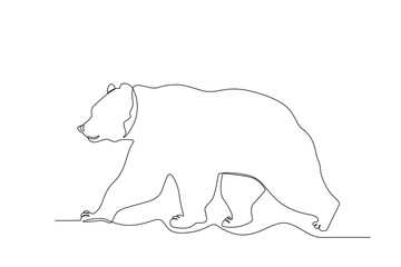 Single one line drawing of a bear. Continuous line draw design graphic vector illustration.
