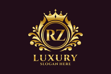 Initial RZ Letter Royal Luxury Logo template in vector art for luxurious branding projects and other vector illustration.