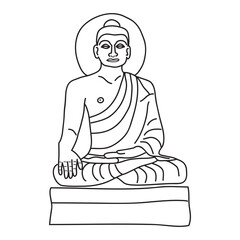 Budha outline drawing on white. 