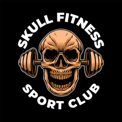 Skull vector for gym fitness logo design