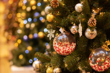 christmas tree medical, decorated with balls with pipules inside